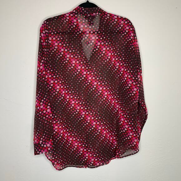 Venezia Purple Brown Polka Dot Sheer Blouse Sz 14/16 NWOT - Picture 6 of 6